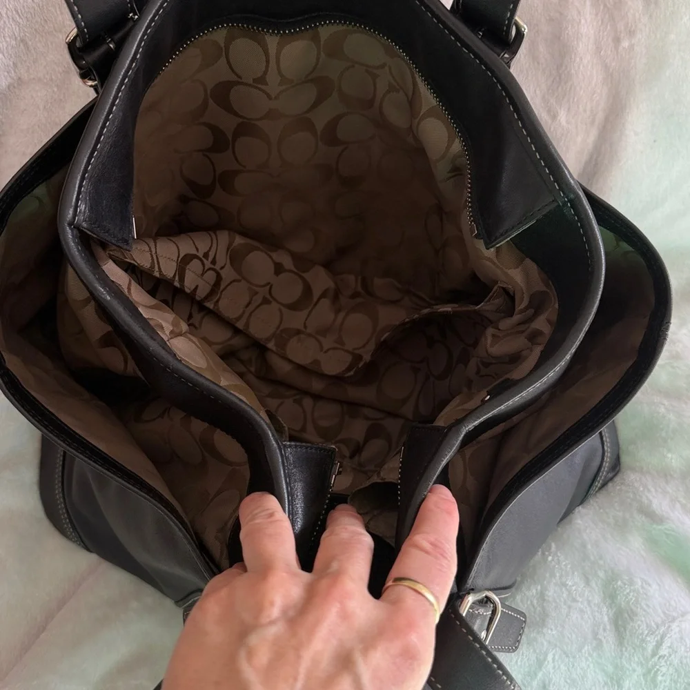 COACH BLACK LEATHER LARGE DIAPER BAG/ BUSINESS TOTE PURSE D04S-6460 vintage